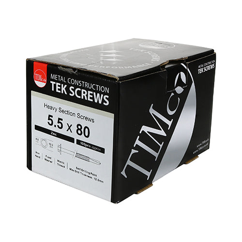 TIMCO Self-Drilling Heavy Section Silver Screws - 5.5 x 32 Box OF 100 - ZH32B