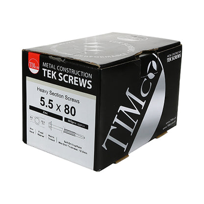 TIMCO Self-Drilling Heavy Section Silver Screws - 5.5 x 80 Box OF 100 - ZH80B