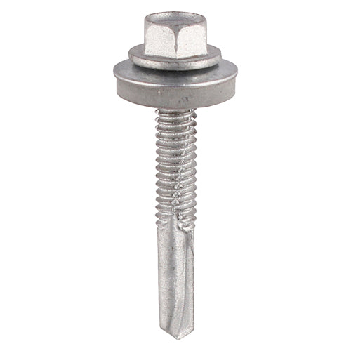 TIMCO Self-Drilling Heavy Section Screws Exterior Silver with EPDM Washer - 5.5 x 32 Box OF 100 - H32W16B