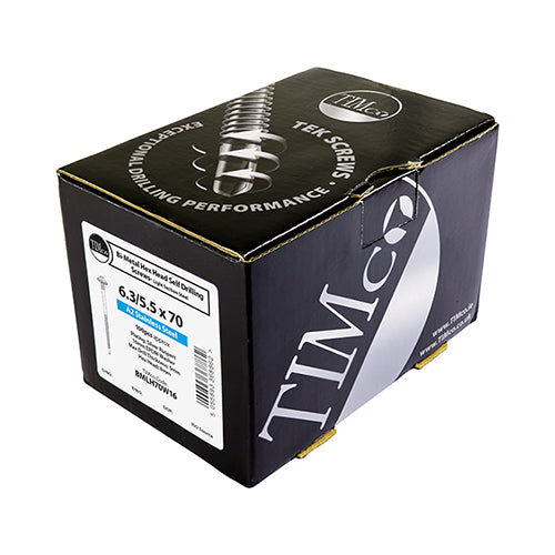 TIMCO Self-Drilling Light Section Composite Panel A2 Stainless Steel Bi-Metal Screws with EPDM Washer,All Sizes,100pcs