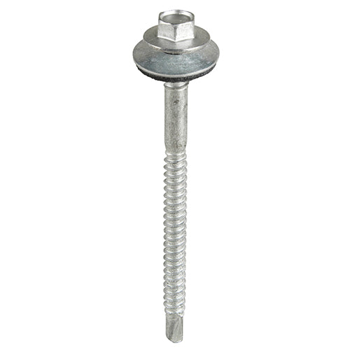 TIMCO Self-Drilling Light Section Composite Panel Screws Exterior Silver with EPDM Washer - 5.5/6.3 x 98 Box OF 100 - LH98W16B
