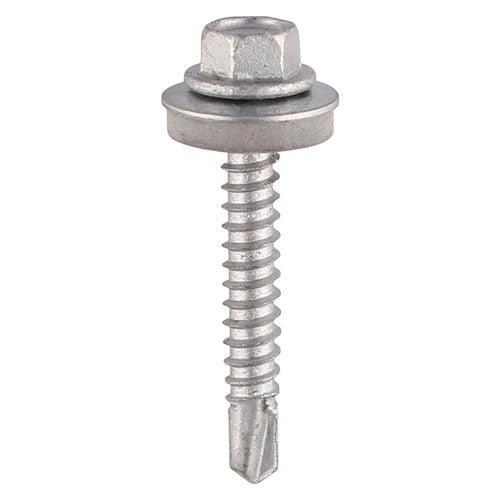 TIMCO Self-Drilling Light Section Screws Exterior Silver with EPDM Washer - 5.5 x 100 Box OF 100 - L100W16B