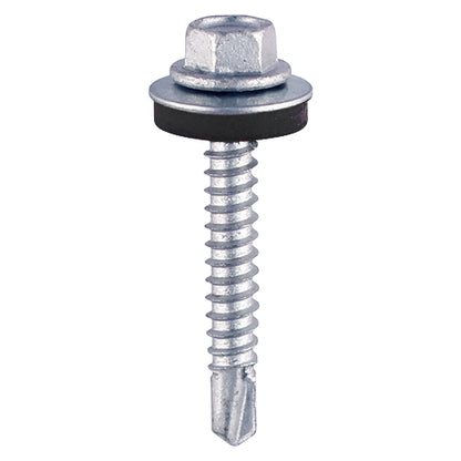 TIMCO Self-Drilling Light Section Silver Screws with EPDM Washer - 5.5 x 38 Bag OF 100 - ZL38W16
