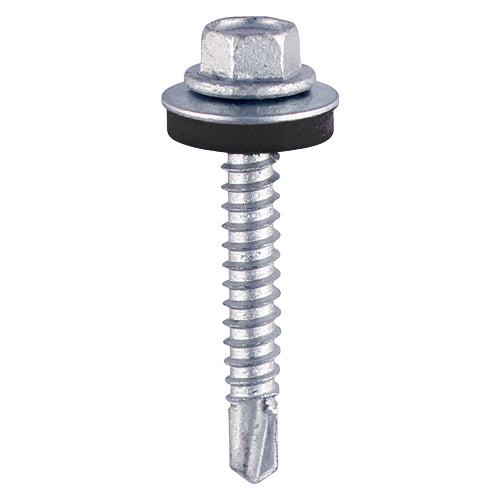 TIMCO Self-Drilling Light Section Silver Screws with EPDM Washer - 5.5 x 32 Bag OF 100 - ZL32W16
