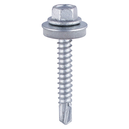 TIMCO Self-Drilling Heavy Section Silver Screws with EPDM Washer - 5.5 x 38 Box OF 100 - ZH38W16B