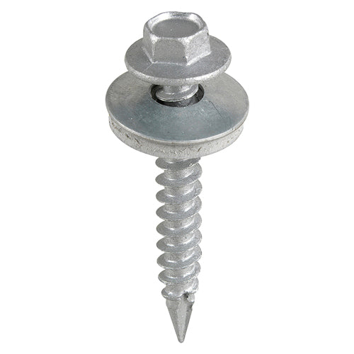 TIMCO Slash Point Sheet Metal to Timber Screws Exterior Silver with EPDM Washer - 6.3 x 32 TIMbag OF 120 - DS32W16BB
