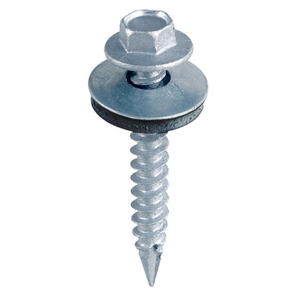 TIMCO Slash Point Sheet Metal to Timber Screws Silver with EPDM Washer - 6.3 x 45 Bag OF 100 - ZDS45W16