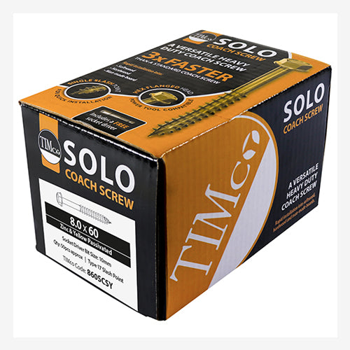 TIMCO Solo Advanced Hex Head Gold Coach Woodscrews - 8.0 x 40 Box OF 50 - 840SCSY