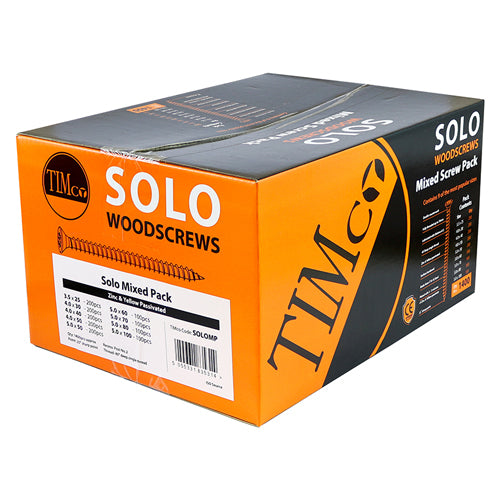 TIMCO Solo Countersunk Gold Woodscrews Mixed Box -   Box OF 1400 - SOLOMP