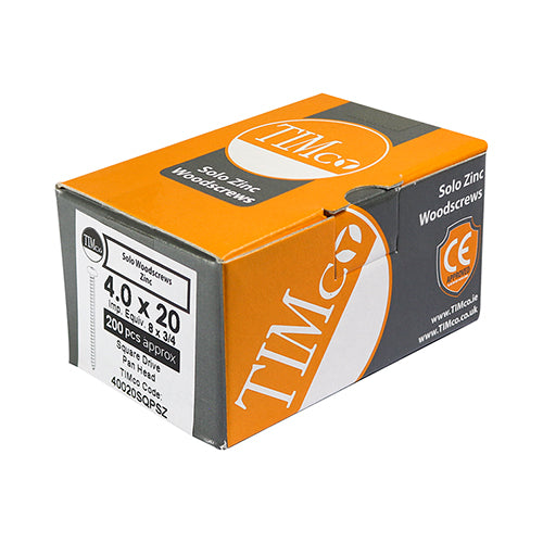 TIMCO Solo Pan Head Silver Woodscrews - 4.0 x 25 Box OF 200 - 40025SQPSZ