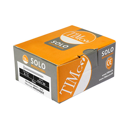 TIMCO Solo Countersunk Silver Woodscrews - 5.0 x 80 Box OF 200 - 50080SQSZ