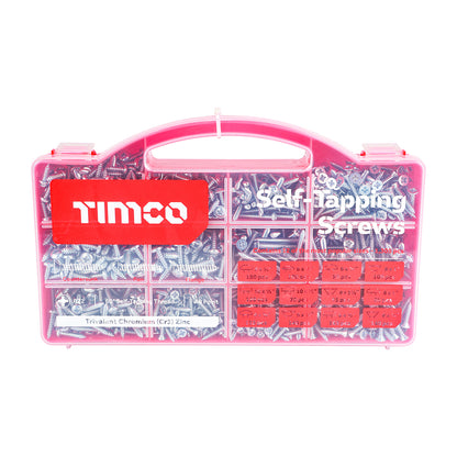 TIMCO Self-Tapping Silver Screws Mixed Tray -  1,305pcs Tray OF 1 - STSTRAY