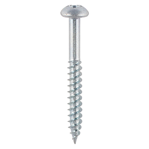 TIMCO Twin-Threaded Round Head Silver Woodscrews - 8 x 11/2 Box OF 200 - 08112CRWZ