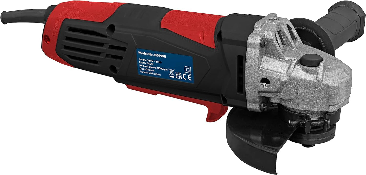 Sealey Angle Grinder Ø115mm, 230V 750W - SG115E Plus pack of 10 Cutting discs