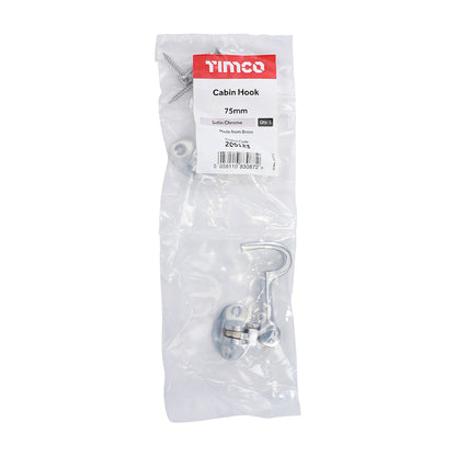 TIMCO Cabin Hook Satin Chrome - 75mm | Pack of 1