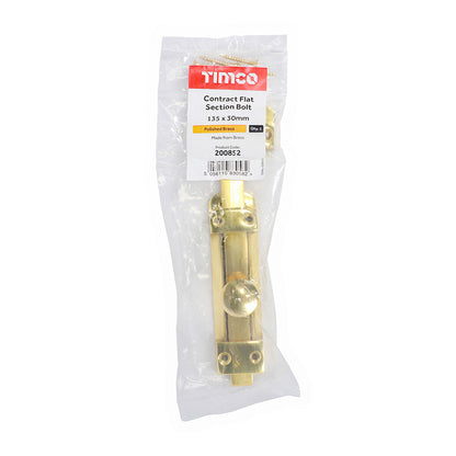 TIMCO Contract Flat Section Bolt Polished Brass - 135 x 30mm | Pack of 1