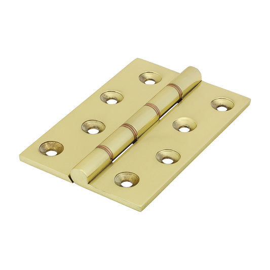 TIMCO Double Phosphor Bronze Washered Brass Hinges Polished Brass - 102 x 67 | Pack of 2