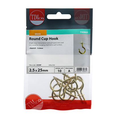 Round Cup Hook - E/Brass