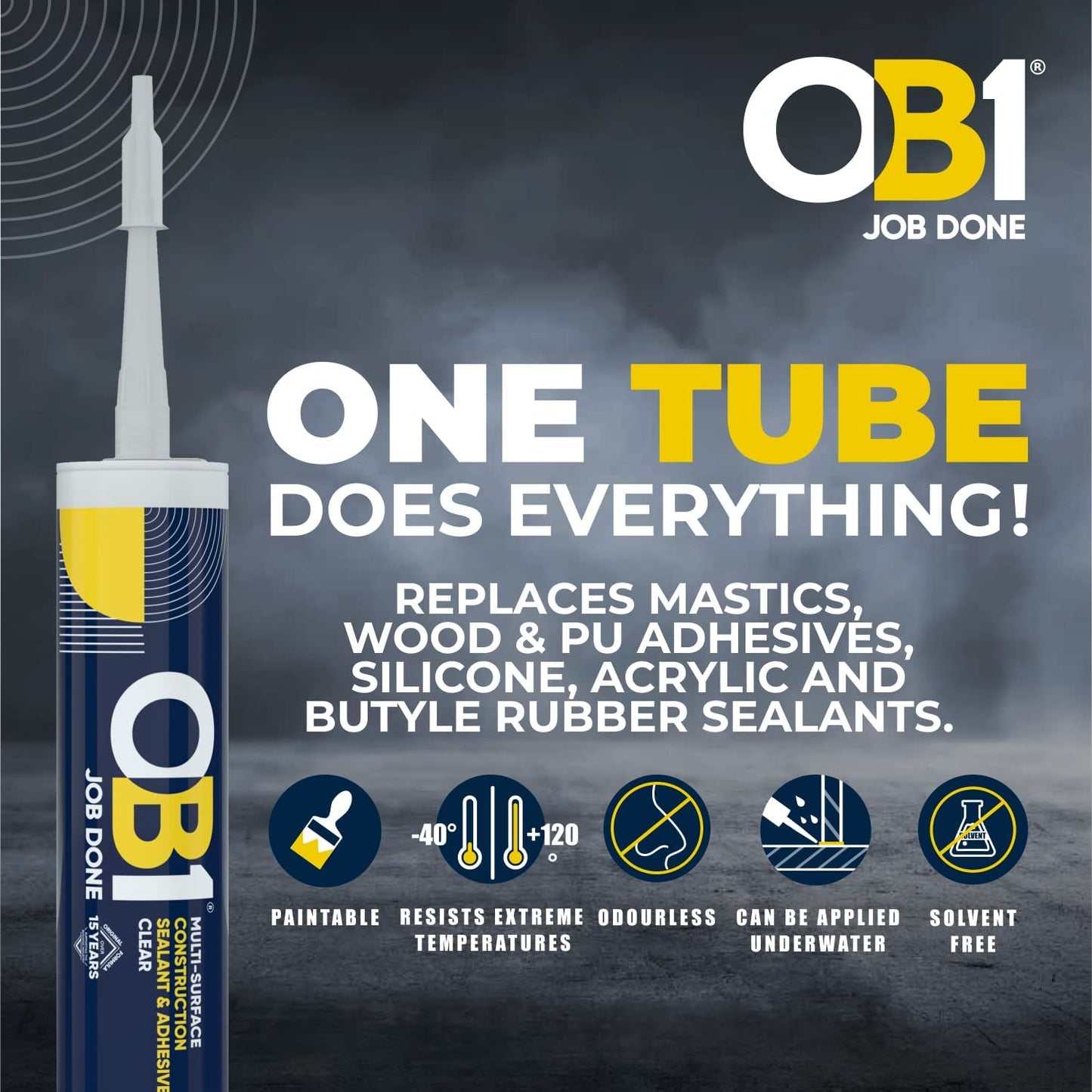 OB1  Multi-Surface Construction Sealant Adhesive Water Weather Resist
