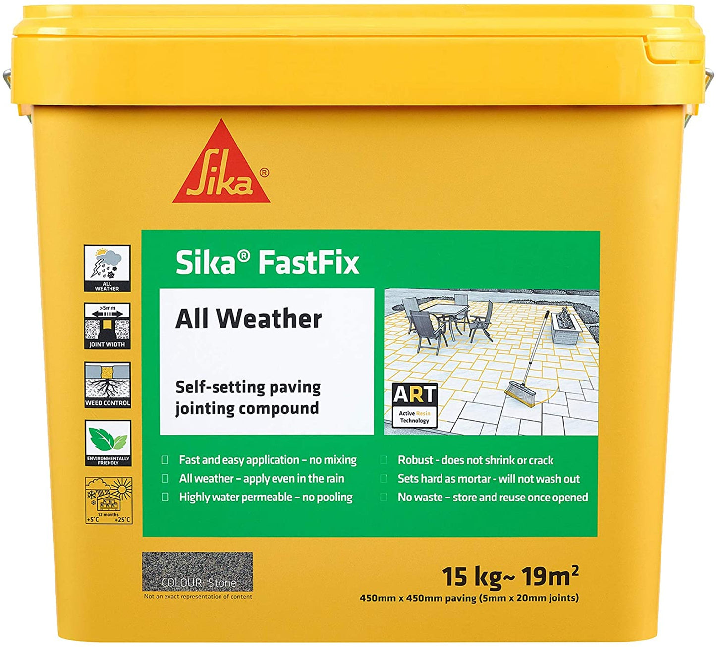 Sika FastFix All Weather Self-Setting Paving Jointing Compound, Stone, 15 kg