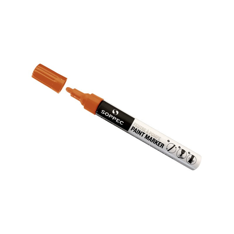 2x Soppec Orange Permanent Acrylic Paint Marker Pens Wood Metal Plastic Iron Cardboard