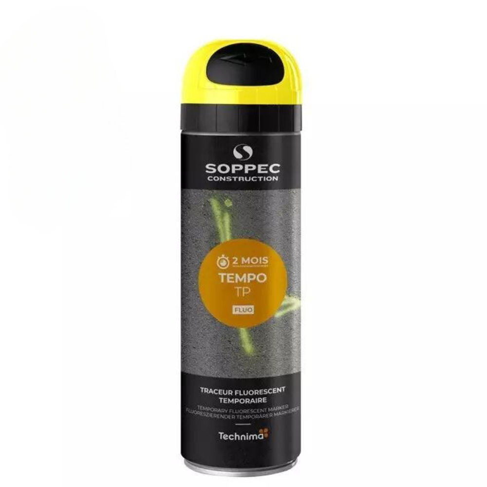 Soppec Yellow Tempo TP Temporary Short Term Marking Survey Spray Paint 500ml