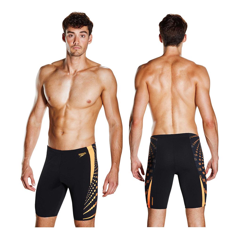 Speedo Graphic Splice Jammer Shorts - 36" - Black/Orange