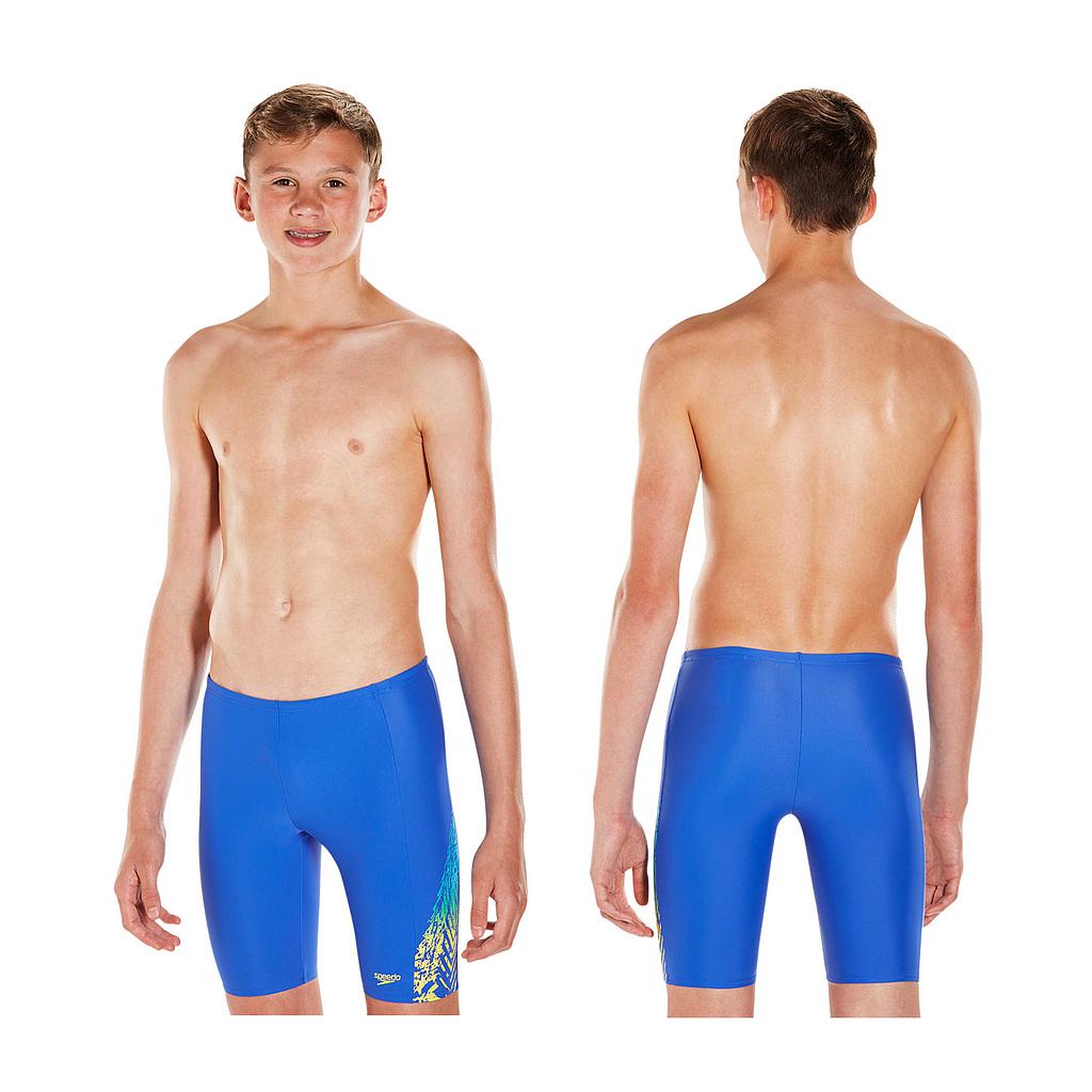 Speedo Boys Lightning Spritz Panel Jammer Shorts - 24" - Blue/Yellow