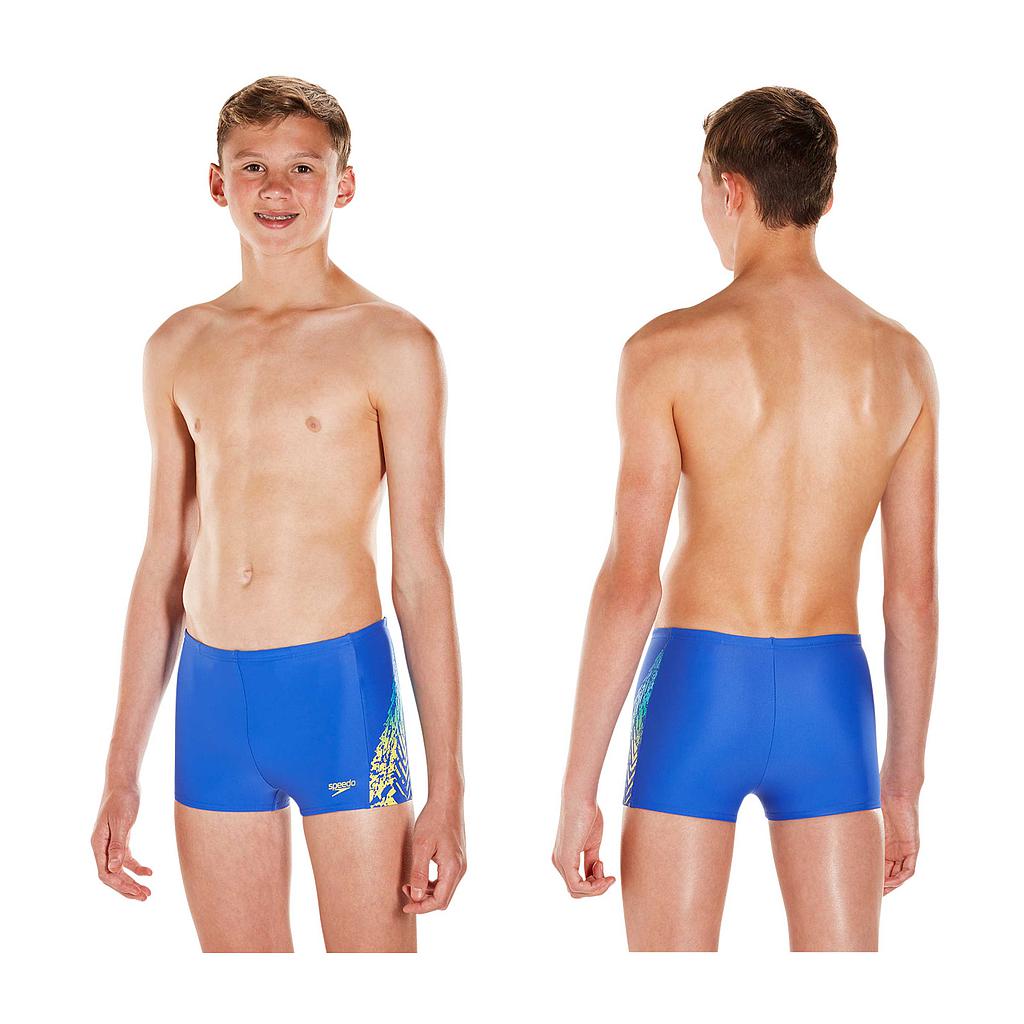Speedo Boys Lightning Spritz Panel Aquashorts - 30" - Blue/Yellow