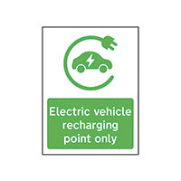 Electric Vehicle Charging Point Sign, Non-Adhesive Rigid 1mm PVC W300mm x H400mm