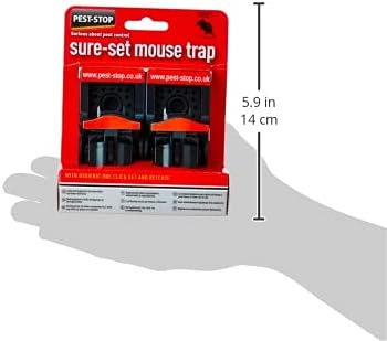 Pest-Stop PSSPT Sure-Set Plastic Mouse Trap, Black - TWIN PACK