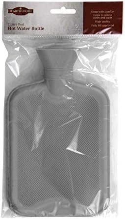 Hearth And Home Rubber Hot Water Bottle 2 Litre Grey or Red Ribbed