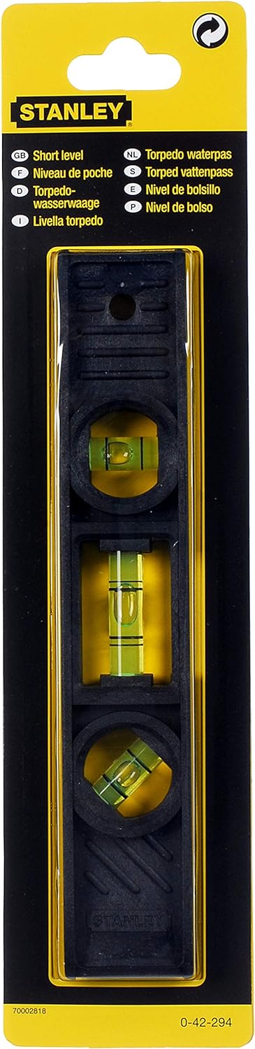 Stanley Spirit Level STANLEY 0-42-294 Torpedo Spirit Level 20cm 3 Vials