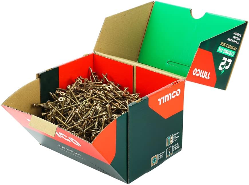 TIMCO C2 Strong-Fix Multi-Purpose Premium Countersunk Gold Woodscrews - 4.0 x 50 Box OF 1000 - 40050C2IND