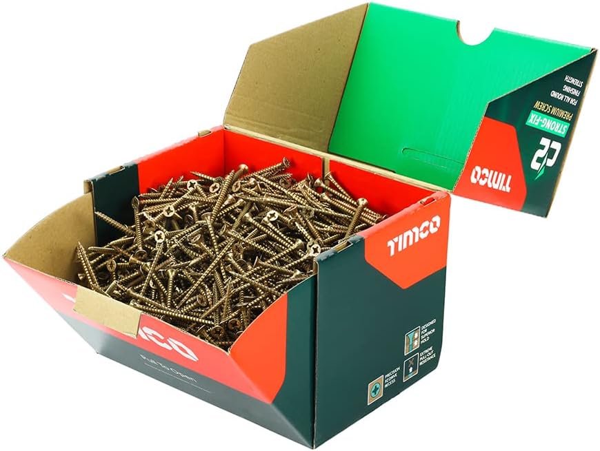 TIMCO C2 Strong-Fix Multi-Purpose Premium Countersunk Gold Woodscrews - 4.0 x 60 Box OF 1000 - 40060C2IND
