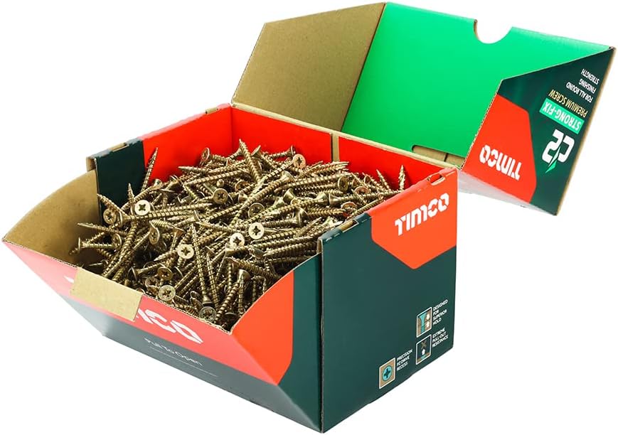 TIMCO C2 Strong-Fix Multi-Purpose Premium Countersunk Gold Woodscrews - 5.0 x 50 Box OF 1000 - 50050C2IND