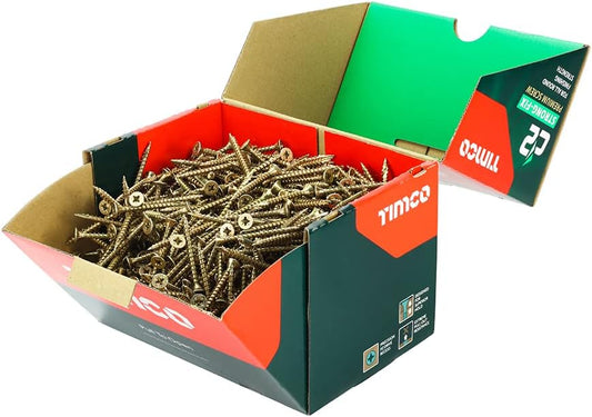 TIMCO C2 Strong-Fix Multi-Purpose Premium Countersunk Gold Woodscrews - 5.0 x 50 Box OF 1000 - 50050C2IND
