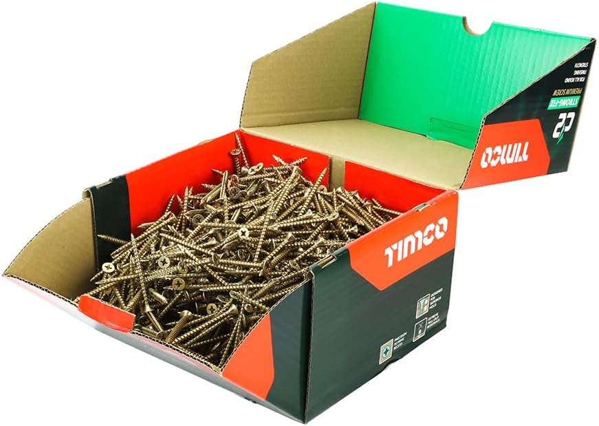TIMCO C2 Strong-Fix Multi-Purpose Premium Countersunk Gold Woodscrews - 5.0 x 60 Box OF 1000 - 50060C2IND