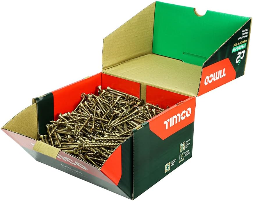TIMCO C2 Strong-Fix Multi-Purpose Premium Countersunk Gold Woodscrews - 5.0 x 70 Box OF 1000 - 50070C2IND