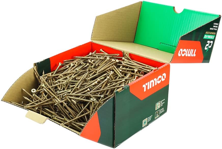 TIMCO C2 Strong-Fix Multi-Purpose Premium Countersunk Gold Woodscrews - 5.0 x 80 Box OF 1000 - 50080C2IND
