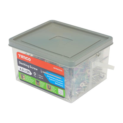 TIMCO Decking Screws Countersunk A2 Stainless Steel - 4.5 x 50 Tub OF 250 - 50TDECKSS
