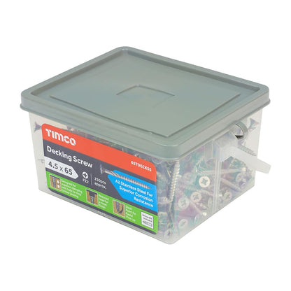 TIMCO Decking Screws Countersunk A2 Stainless Steel - 4.5 x 65 Tub OF 250 - 65TDECKSS