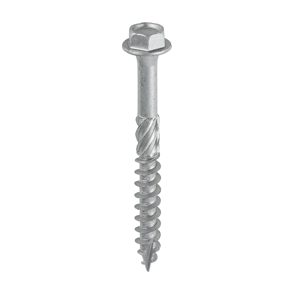 TIMCO Heavy Duty Timber Screws Hex Flange Head Exterior Silver - 8.0 x 75 Bag OF 10 - 860INI