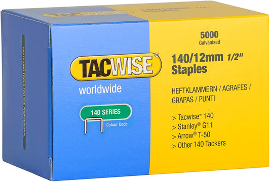 Tacwise 0343 Type 140 / 12 mm Heavy Duty Galvanised Staples, Pack of 5,000