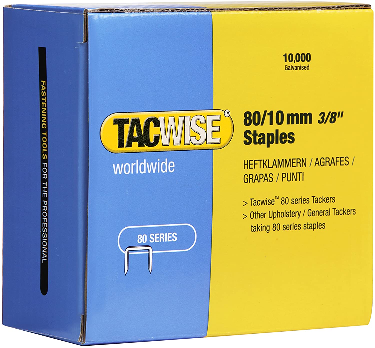 Tacwise 0383 Type 80 / 10 mm Galvanised Upholstery Staples, Pack of 10,000