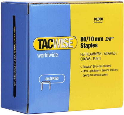 Tacwise 0383 Type 80 / 10 mm Galvanised Upholstery Staples, Pack of 10,000