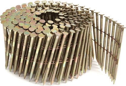 Tacwise 1021 Bright Flat Top Coil Nails Type 3.1 x 90 mm, Diamond Point, Ring Shank, 16° Inclined, Wire Collated, Pack of 4000