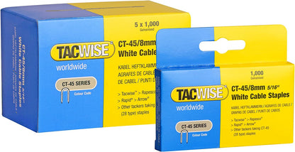 Tacwise 0980 Type CT-45 / 8mm Galvanised, White Cable Staples, Pack of 5,000