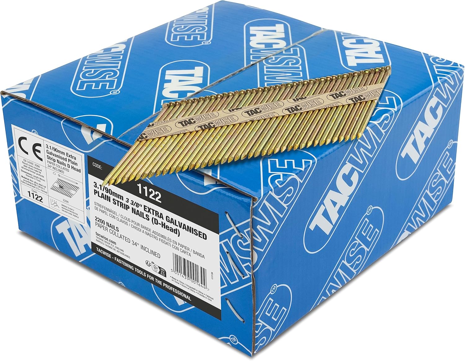 TACWISE 1122 Framing Nails 3.1/90 mm D Head Plain Shank, 34° Paper Collated 2200