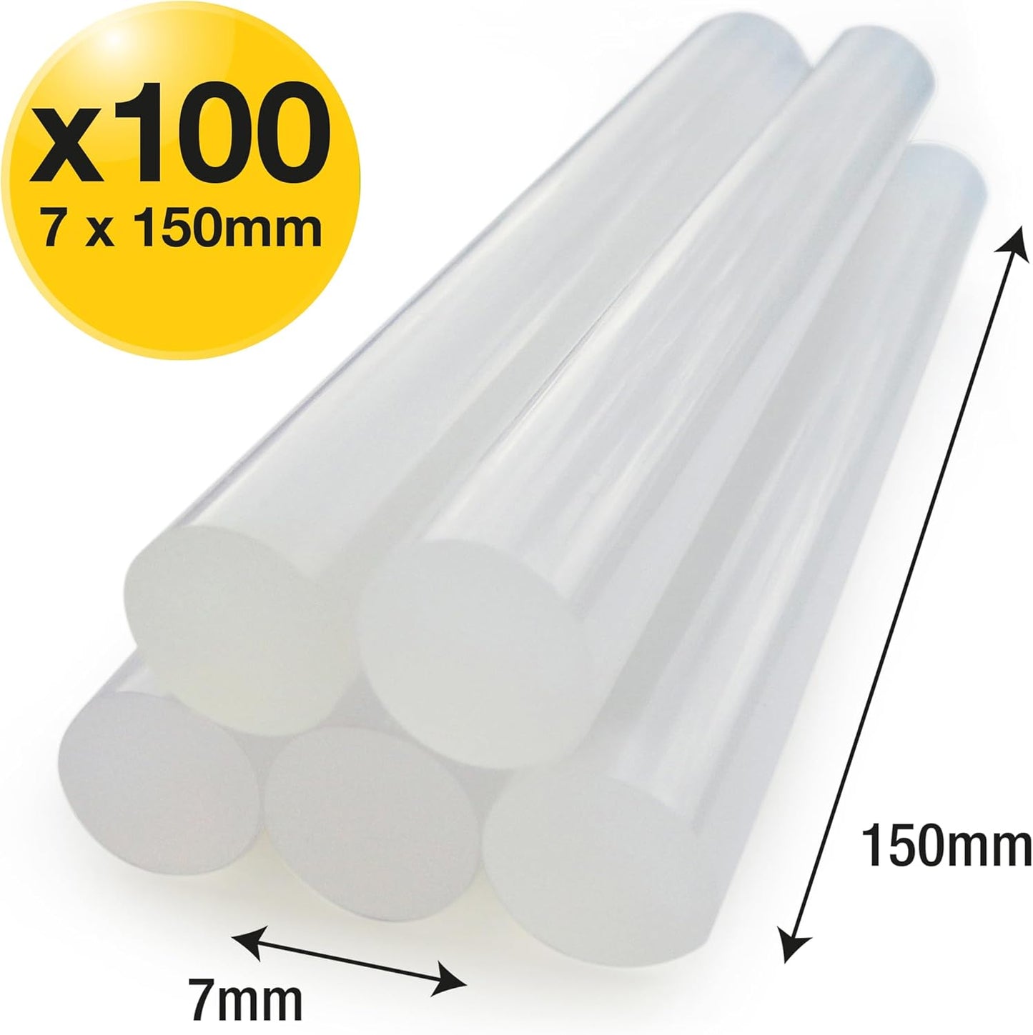 Tacwise 1562 | 100 Pieces | Clear Hot Melt Glue Sticks, Type H (7 x 150mm)